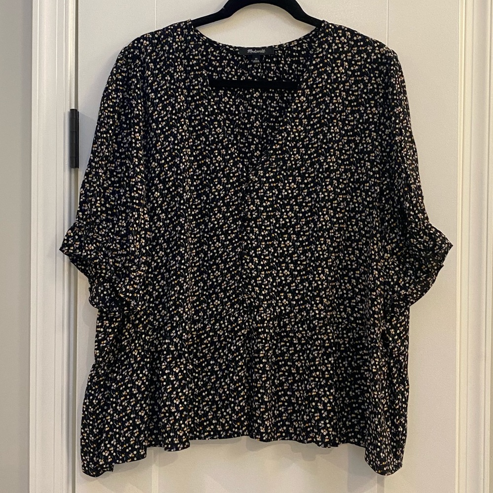 NWOT Madewell floral print peplum top